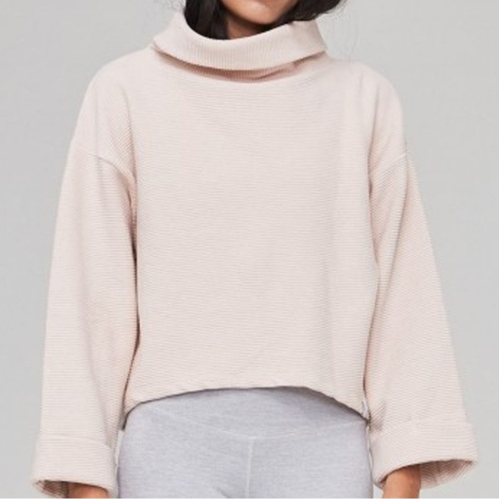 Varley Whittier ribbed sweatshirt in blush